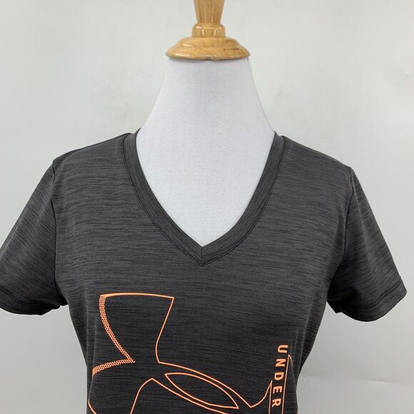 Under Armour T Shirt Womens XS Extra Small Gray V Neck HeatGear Performance Tee - Picture 4 of 10